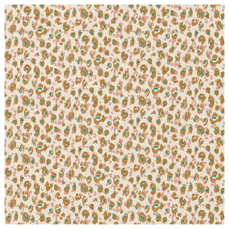 Algodón estampado KARLI Ocre / Rosa
